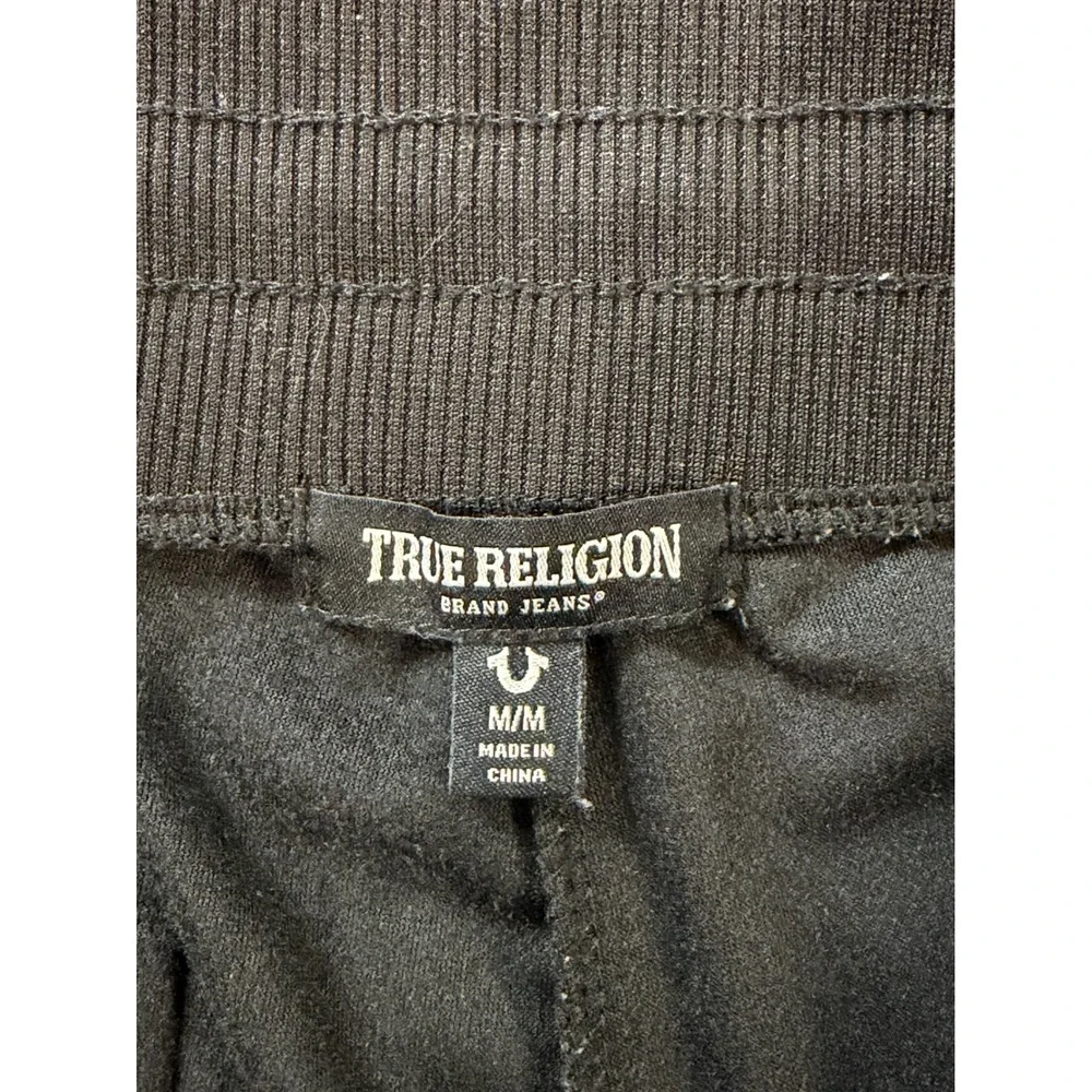 True Religion Calli TR Jogger Men Medium Black Great Condition Velvet Gold Logo